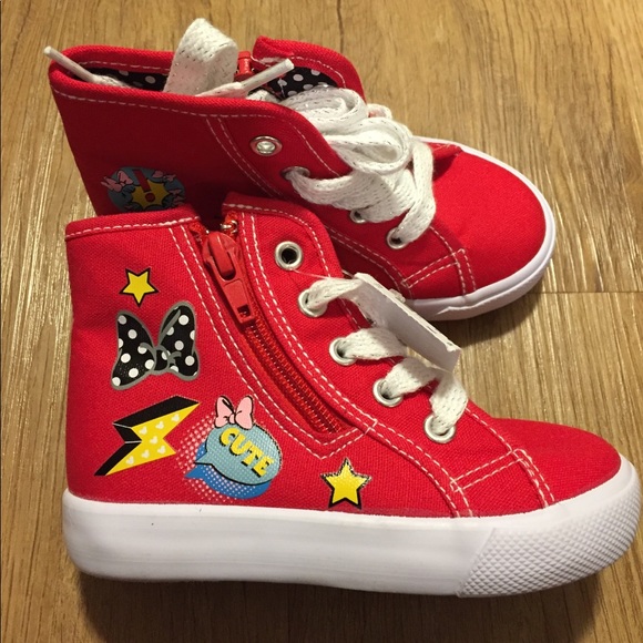 Minnie Mouse sneakers for children Laces and zipper Minnie Mouse high top shoes